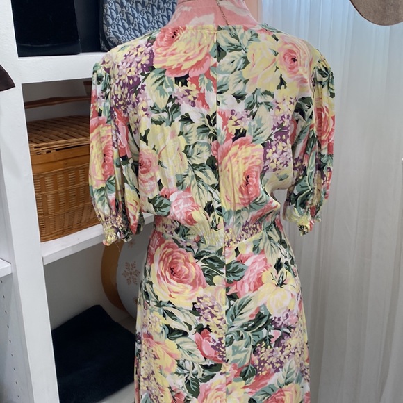 Faithfull The Brand Yellow Floral Marie Louise Dainty Midi Dress Size 6 - Picture 7 of 7